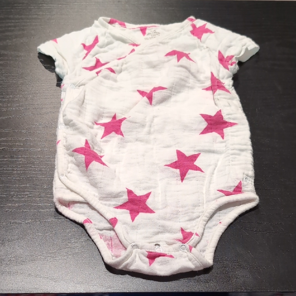 aden + anais White and Pink Star Bodysuit